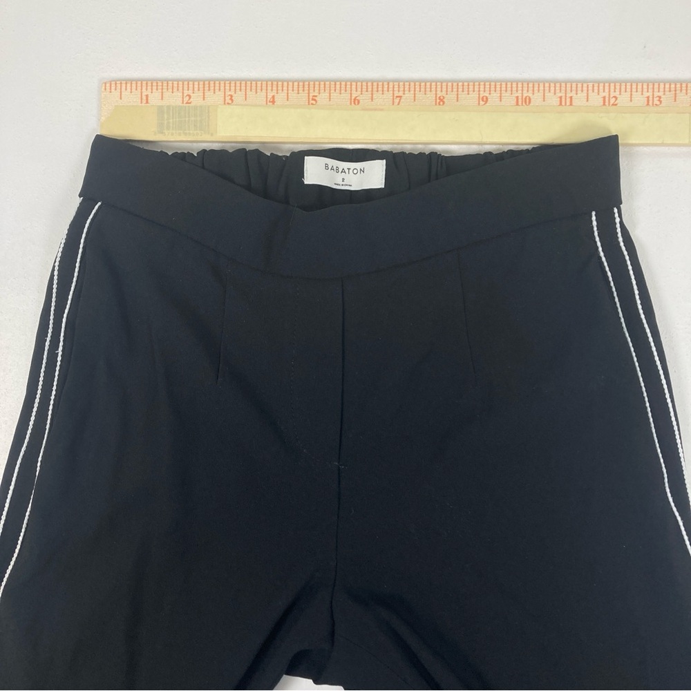 Aritzia Babaton Conan Black Side Stripe High Rise Cropped Pants Size 2 Pull On - Picture 9 of 16